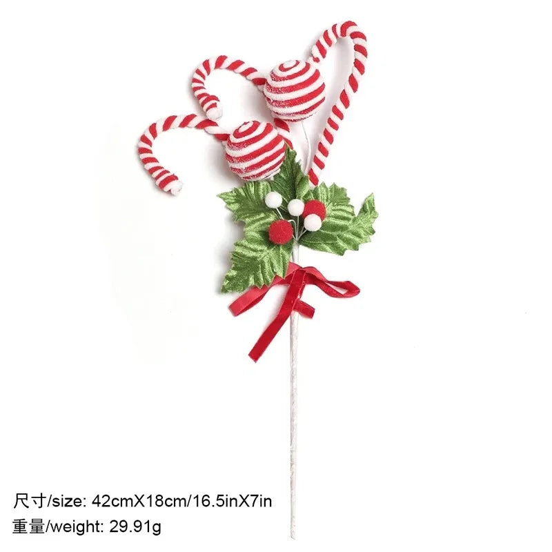 Christmas Decorations Candy Snow Berries Artificial Bouquet Xmas Tree Pendant Ornament Home Decor New Year 2025 Gift Accessories-Serilas