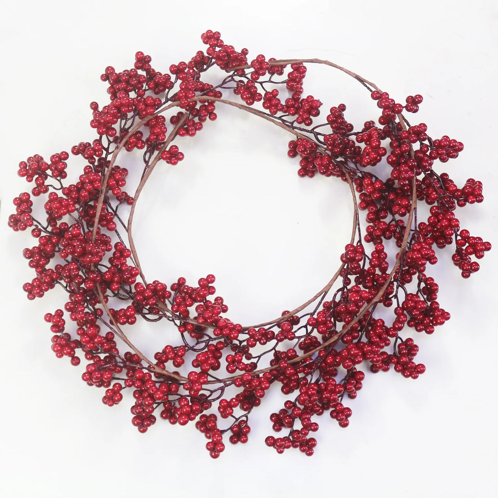 5.9ft/180cm Red Berry Christmas Garland Optional lighting Gold Silver Berry Artificial Garland Christmas Decoration for New Year-Serilas