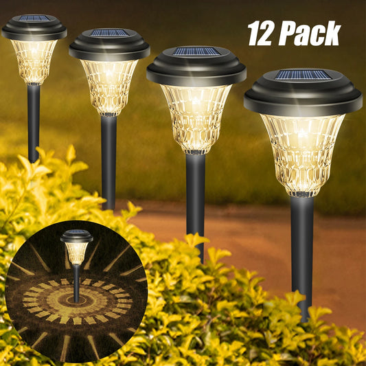 12Pack Solar Pathway Lights Outdoor Waterproof