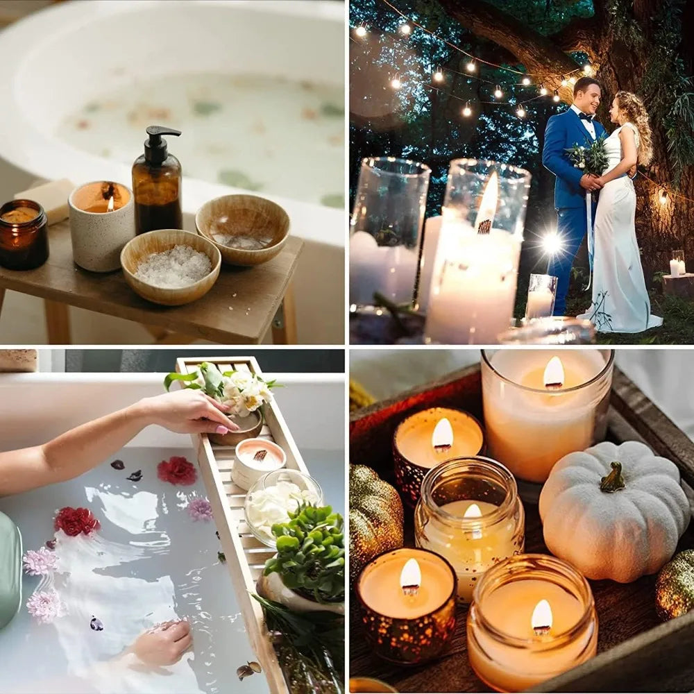 100Pcs Wooden Wick Stick with Base Candle Making Tools Multi Size Candlewick for Scented Candles Wedding Decor DIY Birthday Gift-Serilas