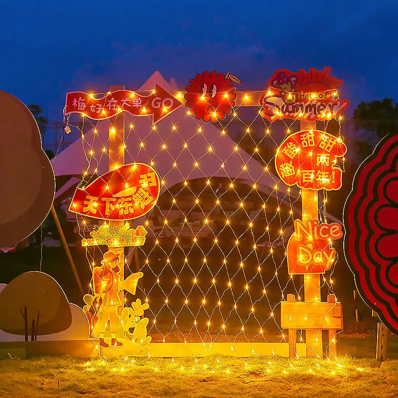 4x6M 3x3M Christmas Garlands LED String Christmas Net Lights Mesh Fairy Xmas Party Garden Wedding Decoration Curtain Light-Serilas