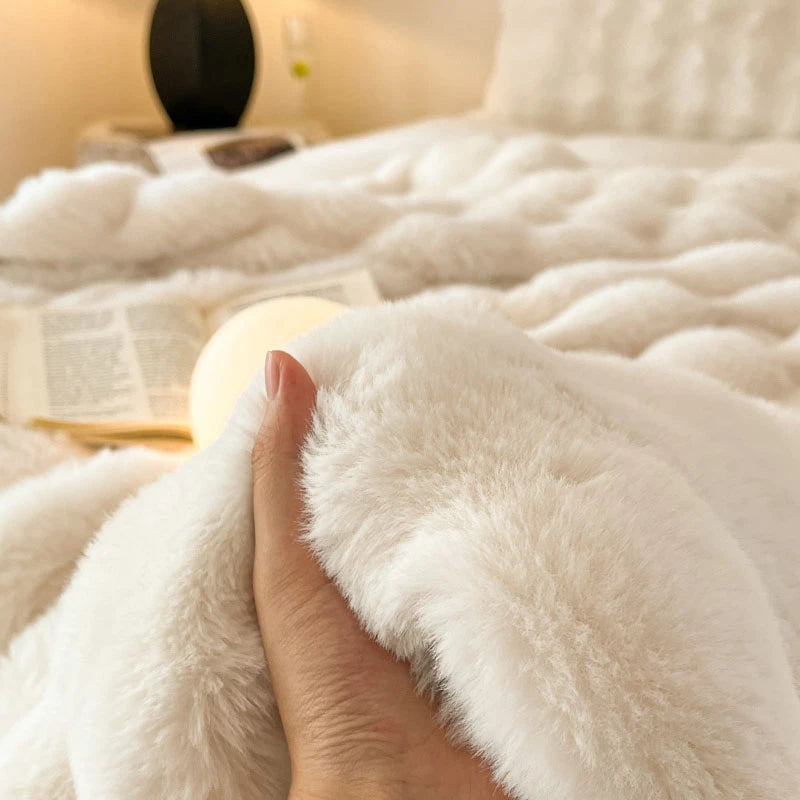 Luxury Faux Fur Rabbit Fur Thickened Blanket, Winter Soft Blanket Throw for Home Bed Sofa Cover 100X150cm 150X200cm 200X230cm-Serilas