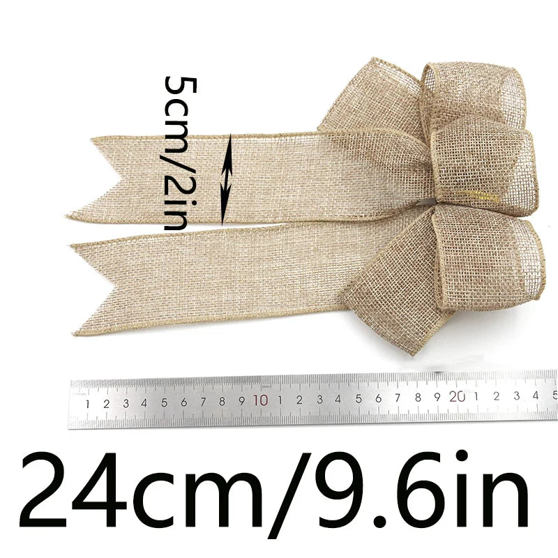 ?2pcs/pack?Christmas Tree Wreath Decoration Butterfly Knot Linen Butterfly Knot Christmas Tree Decoration DIY Handmade Materials-Serilas