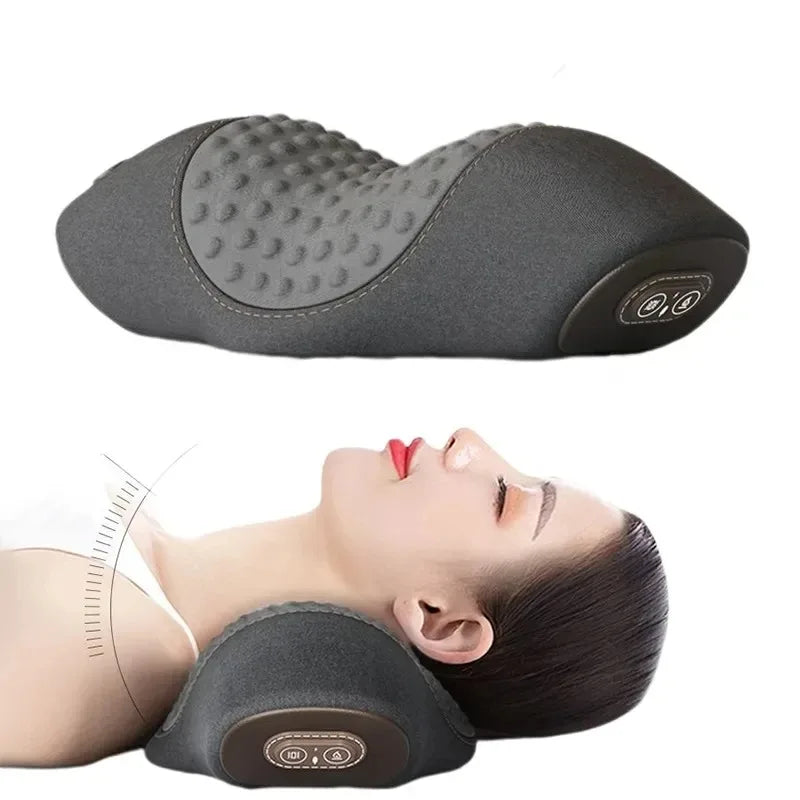 Electric Neck Massage Pillow Heating Vibration Neck Massager Back Cervical Traction Relax Sleeping Memory Foam Spine Support-Serilas