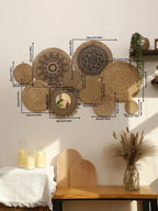 Hanging Woven Cloth Wall Basket Handmade Decorative Rustic Boho Wall Baskets Decor Home Farmhouse Wicker Round Seagrass Baskets-Serilas