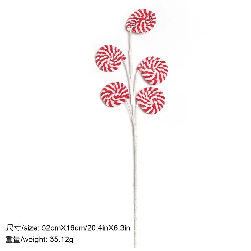 Christmas Decorations Candy Snow Berries Artificial Bouquet Xmas Tree Pendant Ornament Home Decor New Year 2025 Gift Accessories-Serilas