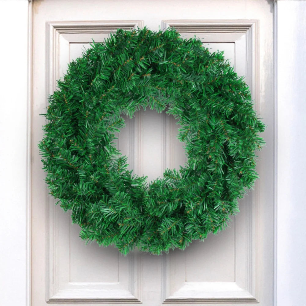 30/40/50cm Artificial Green Wreath PVC Wall Wreaths Seasonal Home The Wreath Christmas Ribbon Wreath Front Door Fall Wreaths-Serilas