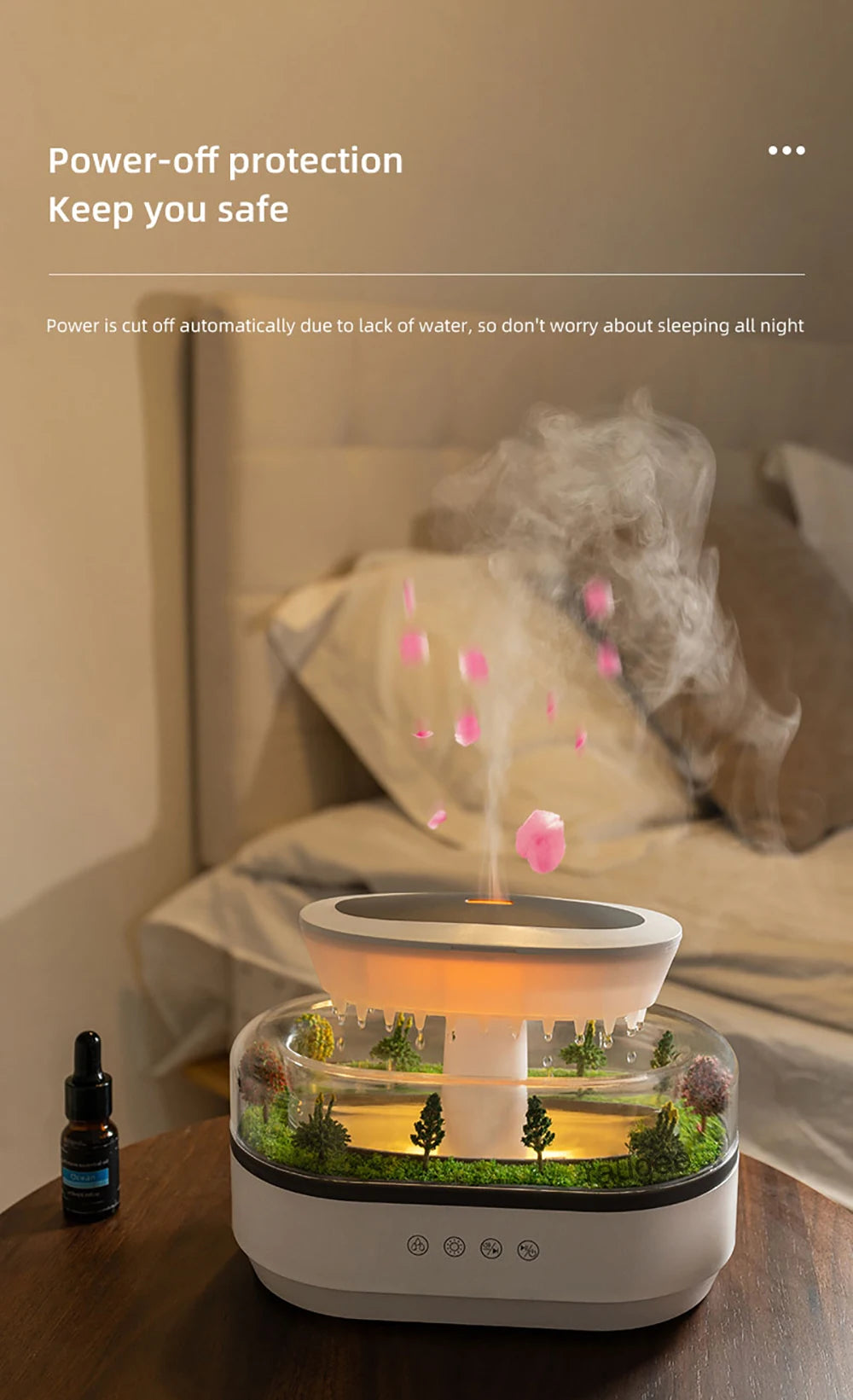 Aroma Air Humidifier Fragrance Essential Oil Diffuser for Home Raindrop Model Aroma Diffuser Humidifier with LED Colorful Light-Serilas