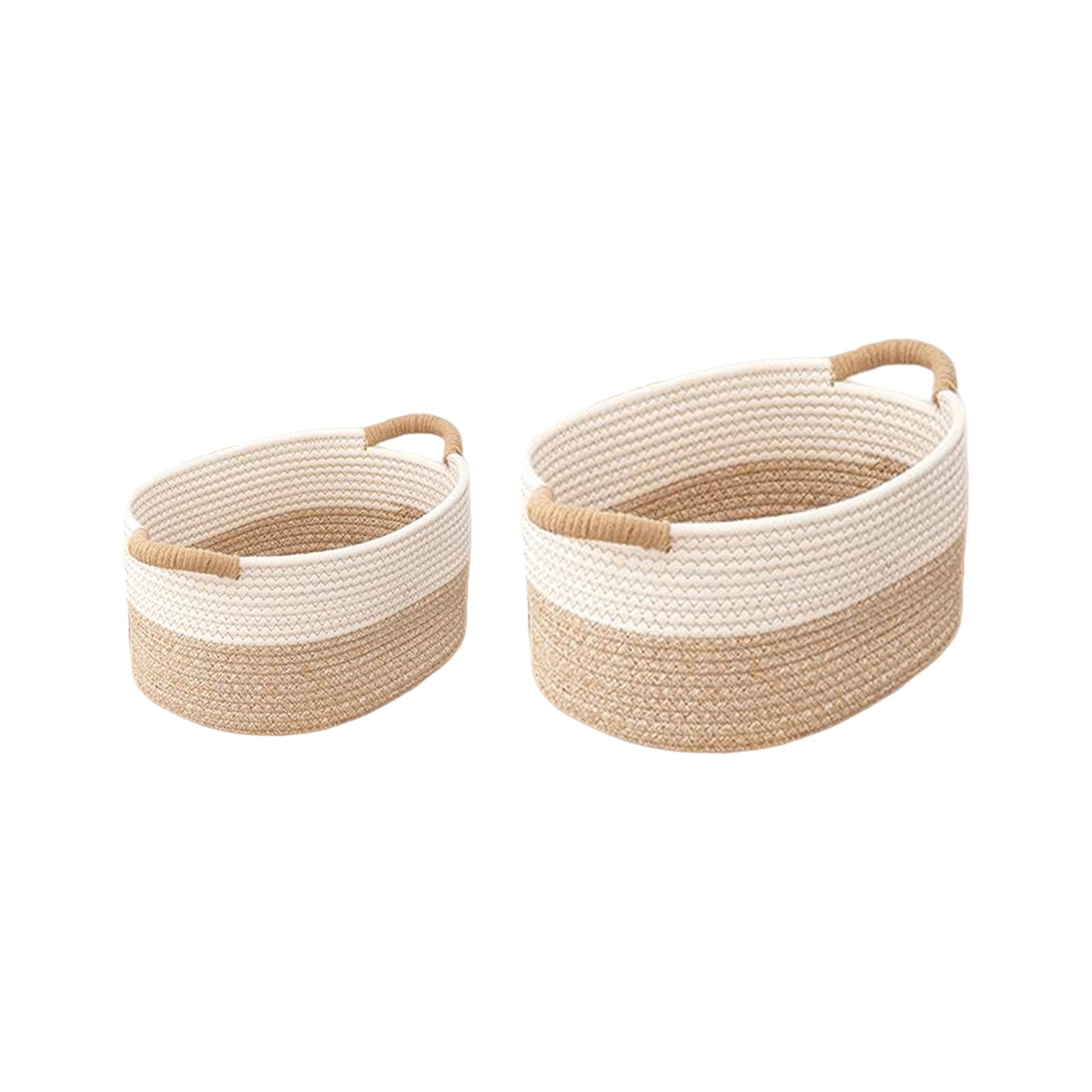 Rope Woven Baskets for Organizing Woven Rope Storage Basket Multifunctional Toy Basket for Desktop Nursery Office Bathroom Books-Serilas