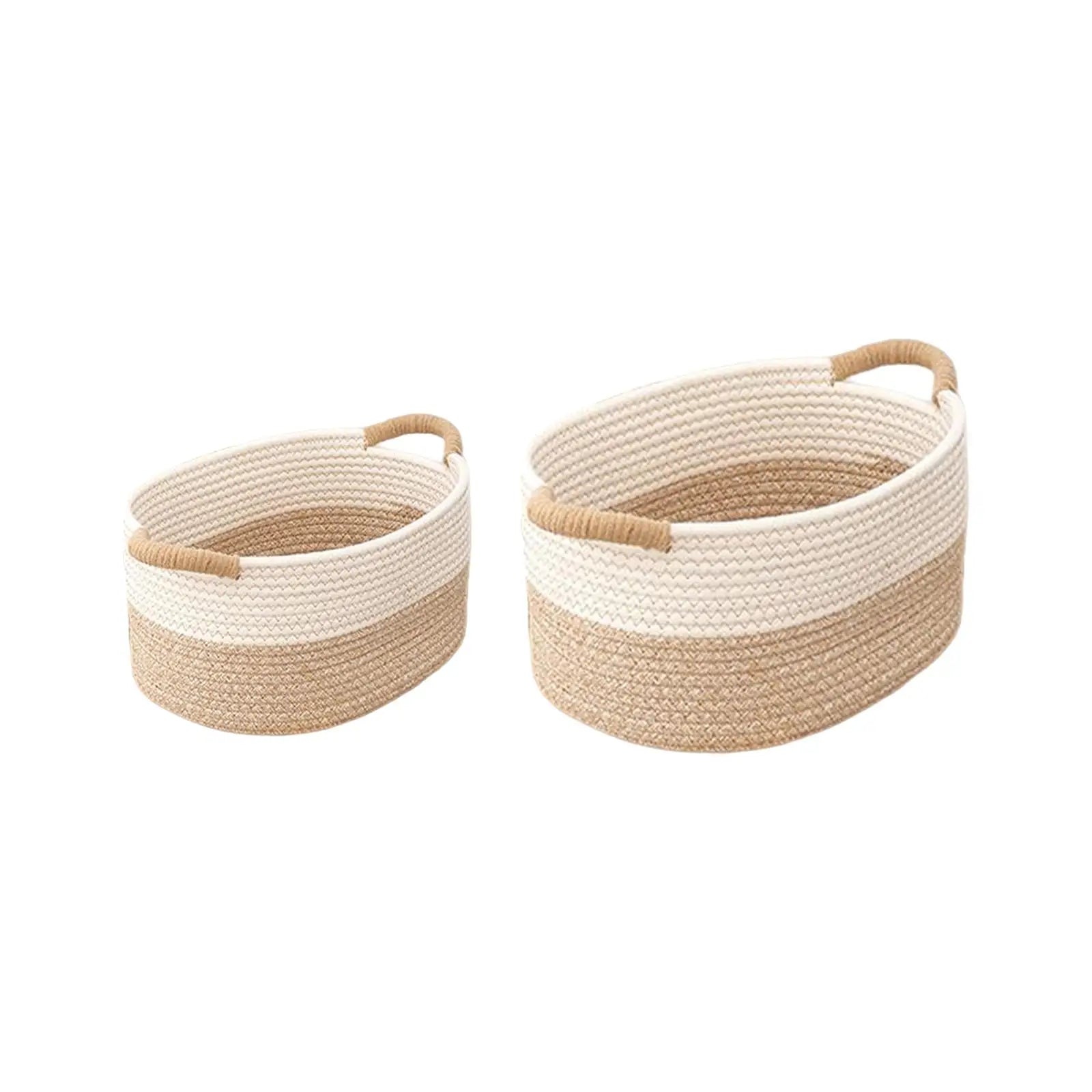Rope Woven Baskets for Organizing Woven Rope Storage Basket Multifunctional Toy Basket for Desktop Nursery Office Bathroom Books-Serilas