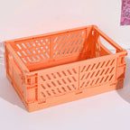 5 Color Organizing Storage Baskets Case Folding Student Desktop Basket Tape Stationery Plastic Foldable Container Storage Box-Serilas