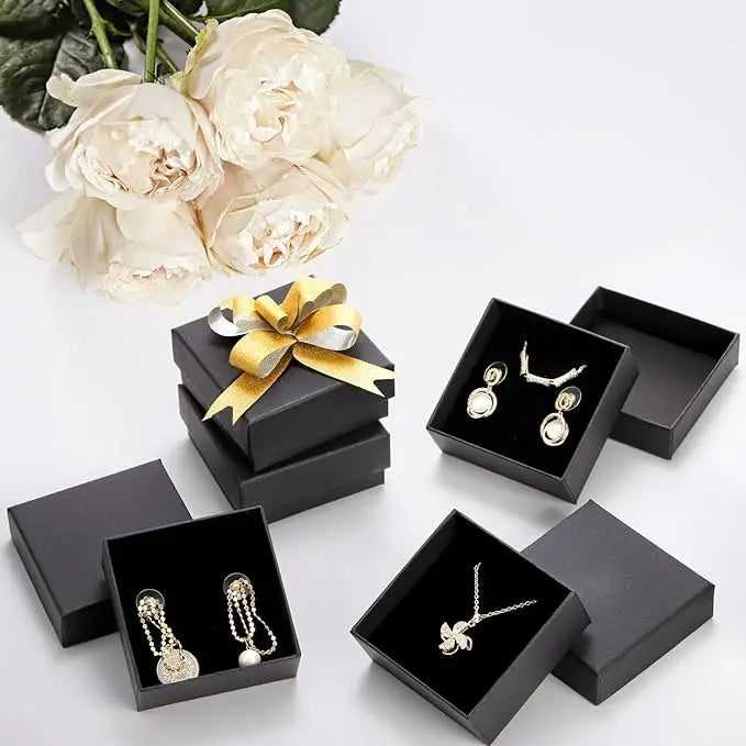 1PCS Black Square Jewelry Display Gifts Box Organizer Engagement for Ring Earring Brooch Necklace Bracelet Packaging Boxes-Serilas