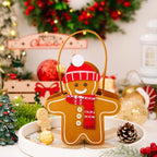 Christmas Gifts Bags Cute Gingerbread Man Storage Bags Chocolate Cookies Candy Handbags for Christmas Birthday Party Decorations-Serilas