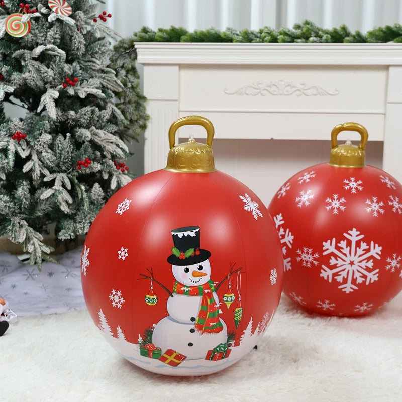 Christmas Giant Inflatable Christmas Ball Outdoor Inflatable Decor Snowman Santa Claus PVC Inflatable Decorated Transparent Ball-Serilas