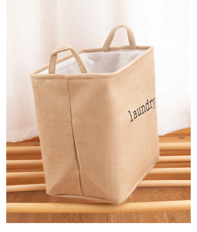 Jute Cloth Art Dirty Clothes Collection Basket Light Luxury Home Bathroom Foldable Laundry Basket Large Capacity Storage-Serilas