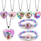 Gabby Dollhouse Heart Necklace Colorful Beaded Bracelet Cute Cartoon Anime Cosplay Jewelry Accessories Kids Girls Birthday Gift-Serilas
