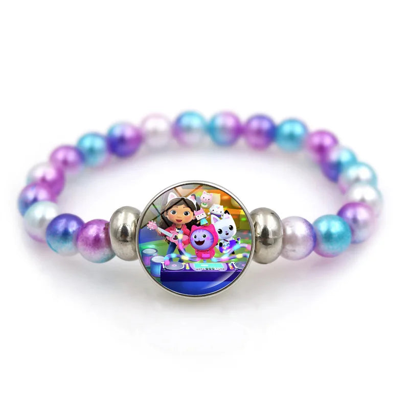 Gabby Dollhouse Heart Necklace Colorful Beaded Bracelet Cute Cartoon Anime Cosplay Jewelry Accessories Kids Girls Birthday Gift-Serilas
