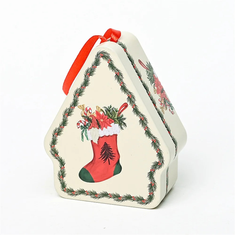 Christmas Tin Gift Box Cartoon Printed Tinplate Box Square Candy Storage Container for Xmas Holiday Packaging Supplies-Serilas