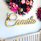Personalized Custom Baby Name Sign Decor Acrylic Mirror Gold Wood Wall Signs Baby Shower Nursery Decor Wedding Party Plaque Gift-Serilas