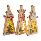 Christmas Decorations DIY Handmade House Luminous Wooden Ornaments Christmas Tree Snowman Atmosphere Pendant Send Light String-Serilas