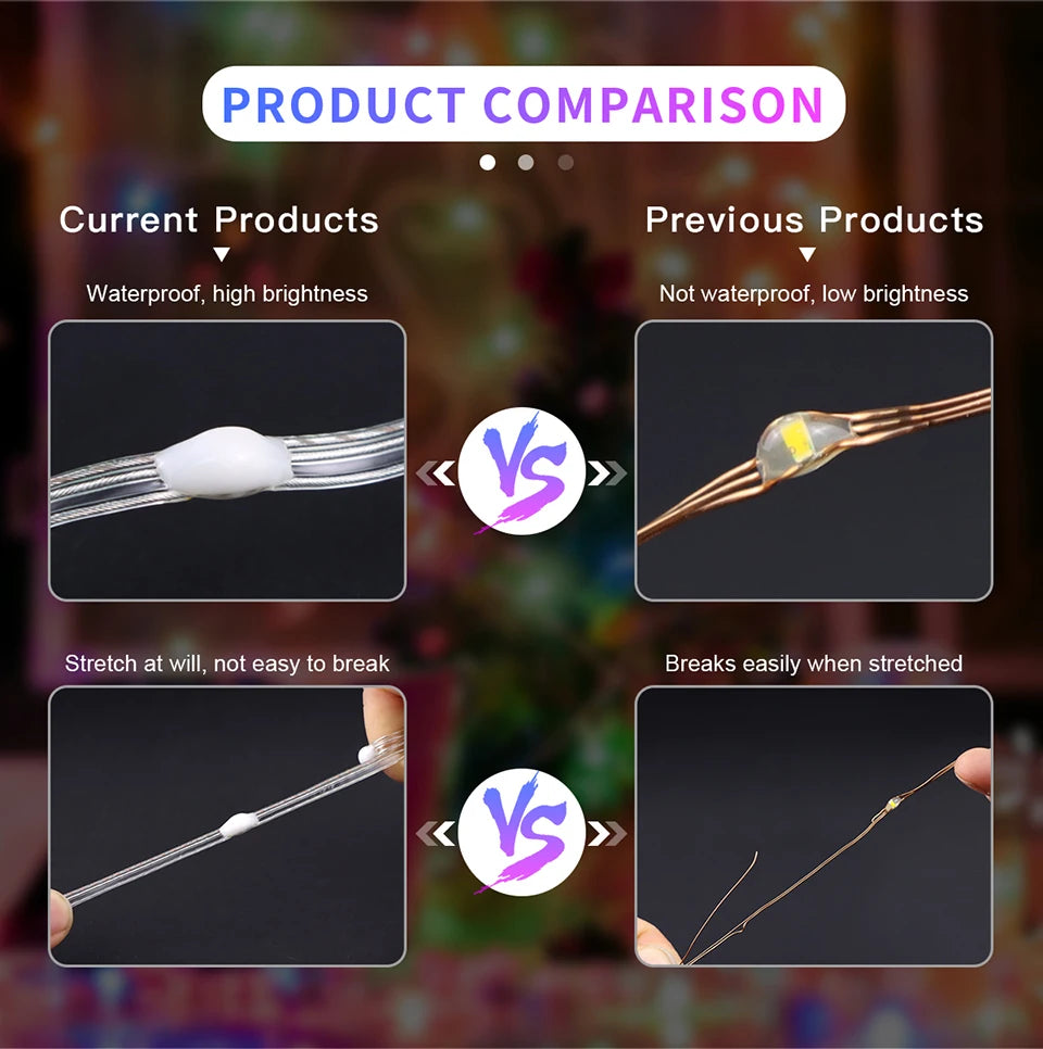 40M Led String RGB Light Smart Outdoor Festoon Party Leather Line IP65 Bluetooth Music Lamp String Fairy Lights Holiday Lighting-Serilas