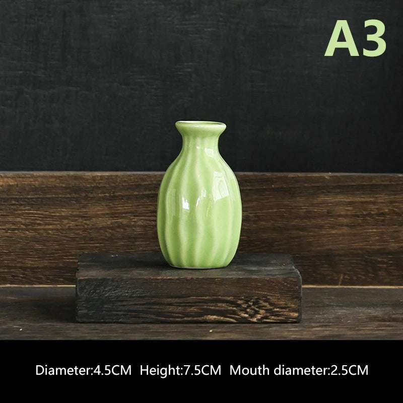 Ins Ceramics Flower Vase Nordic Hydroponics Vases Creative Room Decor Mini Flower Plant Bottle Pots Table Ornament Colorful Vase-Serilas