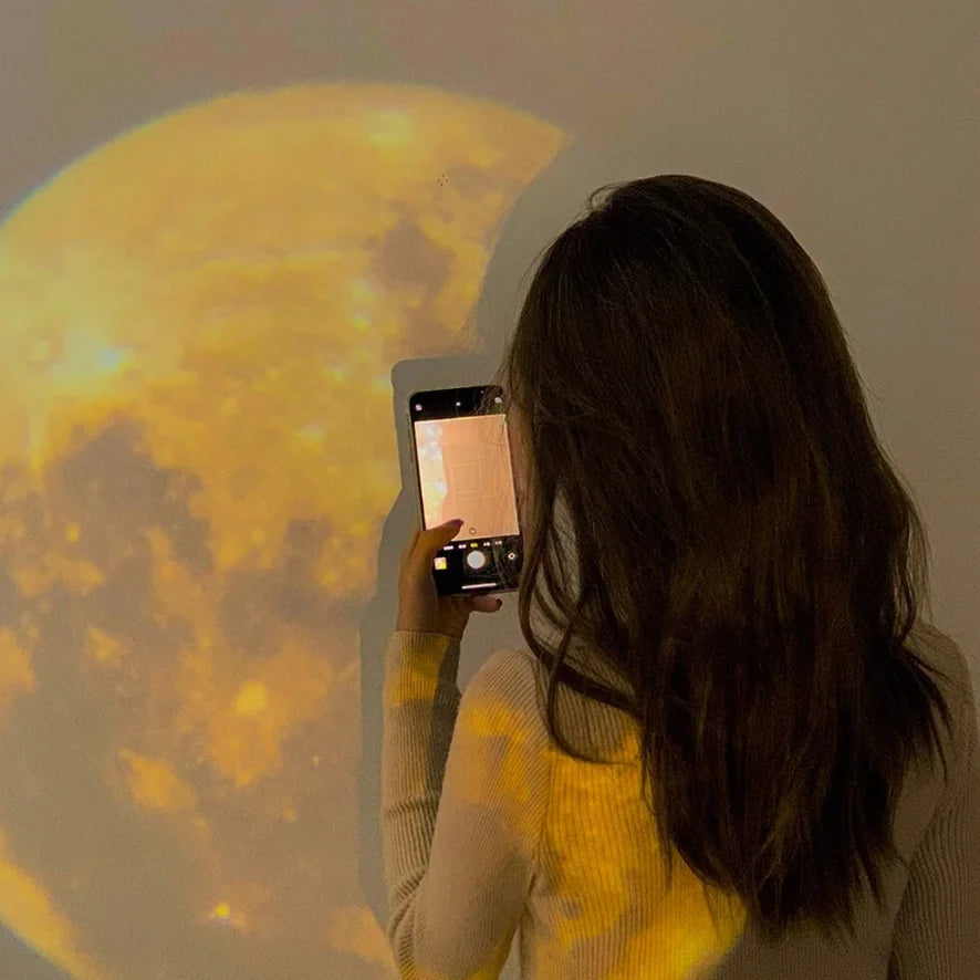 Ins Moon Projector Light Background Projector Photo Props Birthday Party Decoration Wall Lights Bedroom Decoration Night Light-Serilas