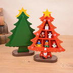 Christmas Decorations Wooden Christmas Tree Creative Scene Layout Ornaments Three-dimensional Red Xmas Table Desktop Decoration-Serilas