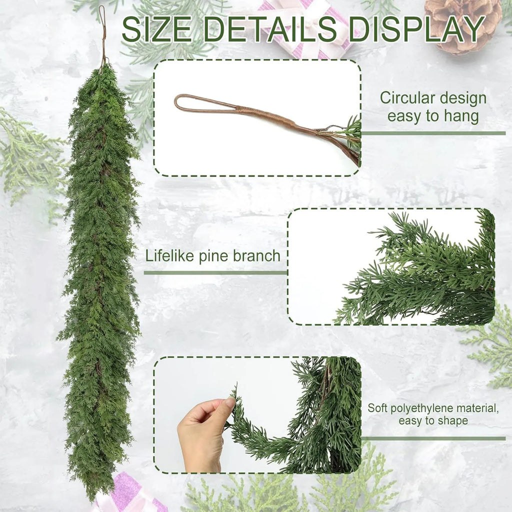 Christmas Garland Artificial Pine Garland For Outdoor Or Indoor Garden Green Fireplaces Holiday Party Decorations 1.8/1.9/2.7m-Serilas