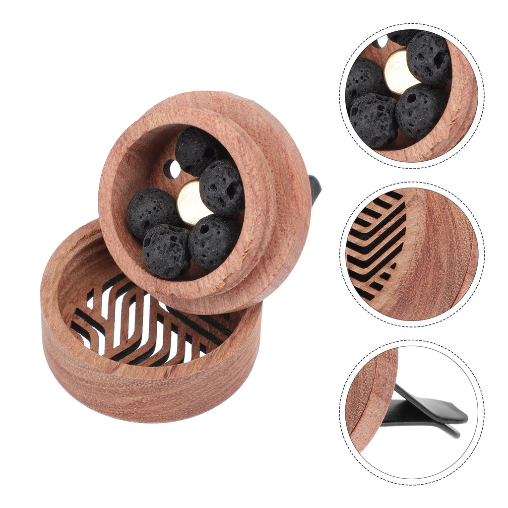 Aroma Diffuser Essential Oil Car Diffuser Wooden Carved Aromatherapy Diffuser Car Vent Clip Car Air Freshener Rituals perfume-Serilas