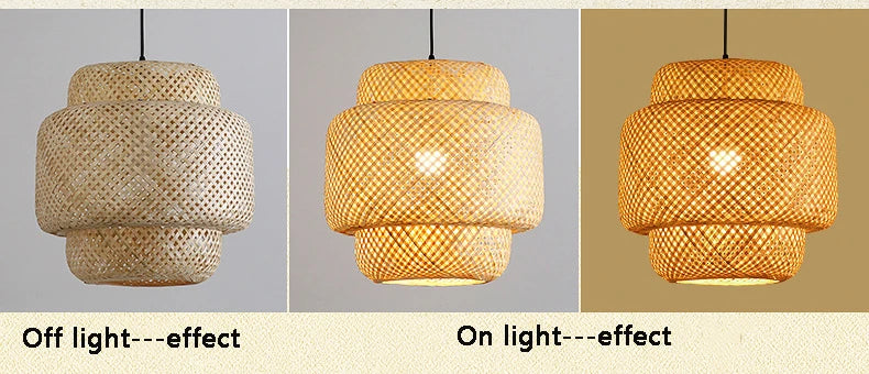 BambuAura™ Hand-Woven Bamboo Rattan Pendant Lantern