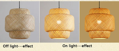 BambuAura™ Hand-Woven Bamboo Rattan Pendant Lantern