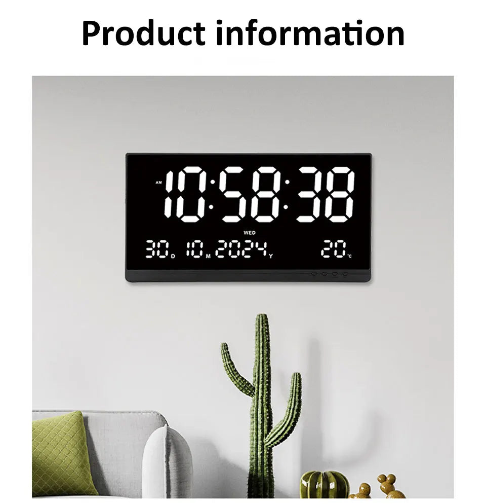 21 Inch Large Digital Wall Clock Large LED Screen Display Clock with Time/Date/Week/Temperature 12/24H Adjustable Brightness-Serilas