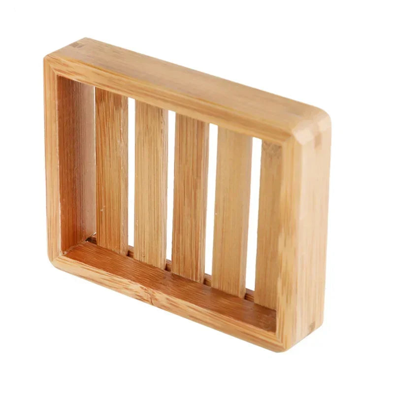 Portable Wooden Natural Bamboo Soap Dishes Tray Holder Storage Soap Rack Plate Container Bathroom Accessories  Storage Organizer-Serilas