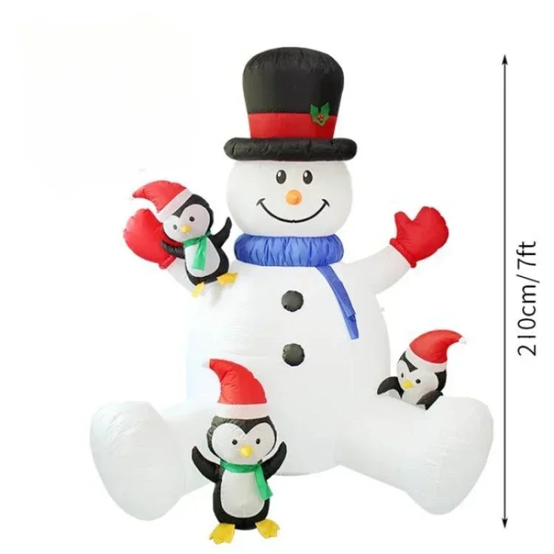 Christmas Inflatable Snowman Penguin Model Outdoor Party with Colorful Lights Interesting Decorations-Serilas