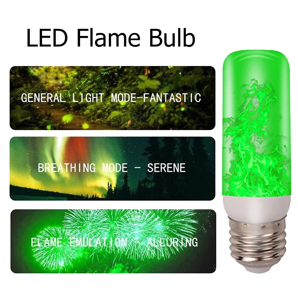 LED Flicker Flame Light Bulb Simulated Burning Fire Effect E27E26 Lamp Xmas Party Decorations Flickering Outdoor Four mode Light-Serilas