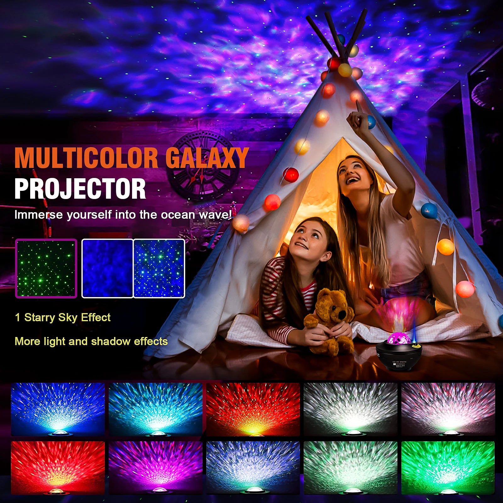LED Star Galaxy Projector Ocean Wave Night Light Room Decor Rotate Starry Sky Romantic Porjectors Luminaria Decoration Gifts-Serilas