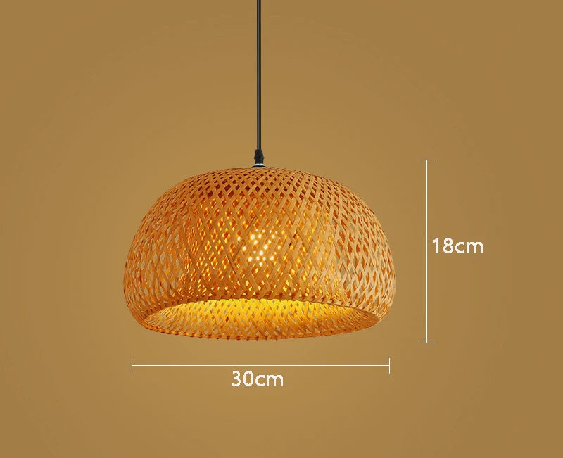 BambuAura™ Hand-Woven Bamboo Rattan Pendant Lantern