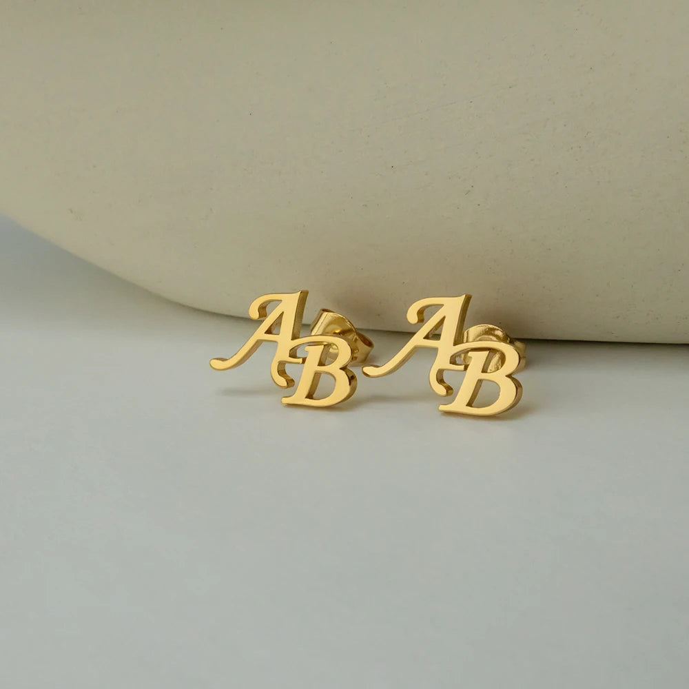 Personalized Initial Name Earrings Exquisite Stainless Steel Customized Earrings Commemorative Gift for Mom and Women's Friends-Serilas