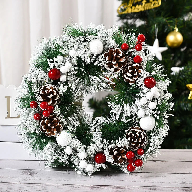 Christmas Wreath for Front Door Red Gold Window Wall Door Decorations 2024 Christmas Garland Ornament Guirnalda Navidad-Serilas