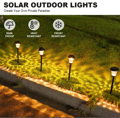 Solar Pathway Lights Outdoor Solar Yard Lamp Warm Lighting IP65 Waterproof LED Auto On Off Solar Lights for House Garden Path