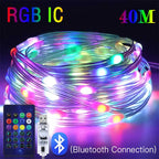 40M Led String RGB Light Smart Outdoor Festoon Party Leather Line IP65 Bluetooth Music Lamp String Fairy Lights Holiday Lighting-Serilas