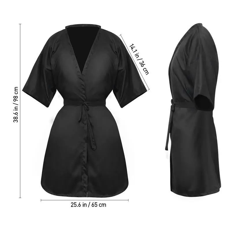 Black Hairdresser Apron Hair Cut Cape Salon Client Gown Robes Cape Waterproof Hair Cutting Smock For Clients Kimono Style Capes-Serilas