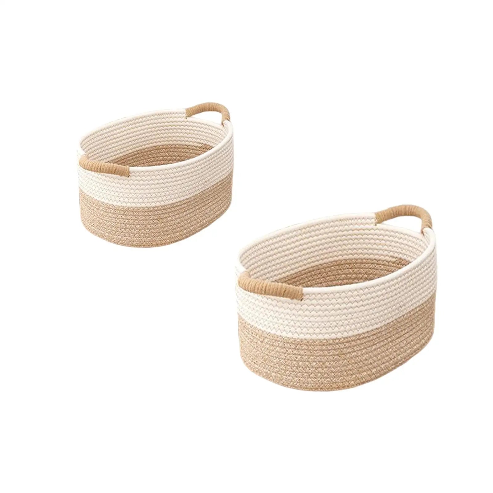 Rope Woven Baskets for Organizing Woven Rope Storage Basket Multifunctional Toy Basket for Desktop Nursery Office Bathroom Books-Serilas