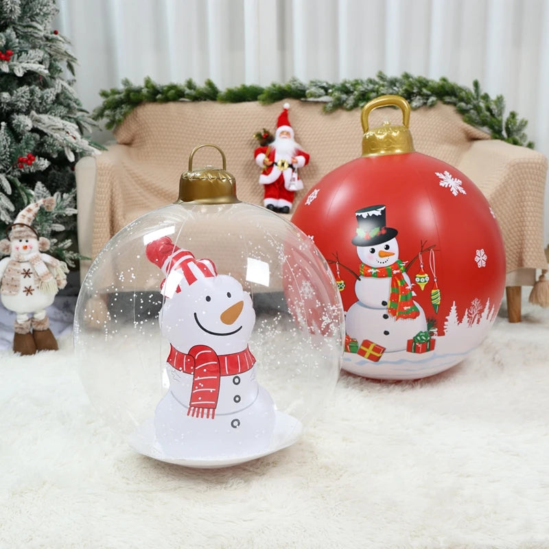 Christmas Giant Inflatable Christmas Ball Outdoor Inflatable Decor Snowman Santa Claus PVC Inflatable Decorated Transparent Ball-Serilas