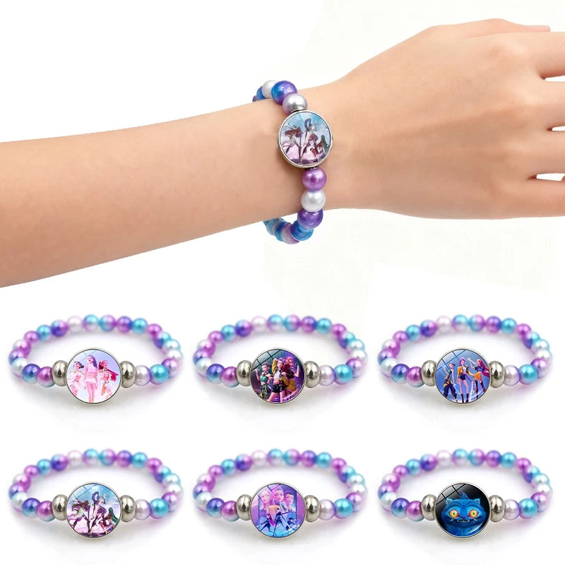 Gabby Dollhouse Heart Necklace Colorful Beaded Bracelet Cute Cartoon Anime Cosplay Jewelry Accessories Kids Girls Birthday Gift-Serilas