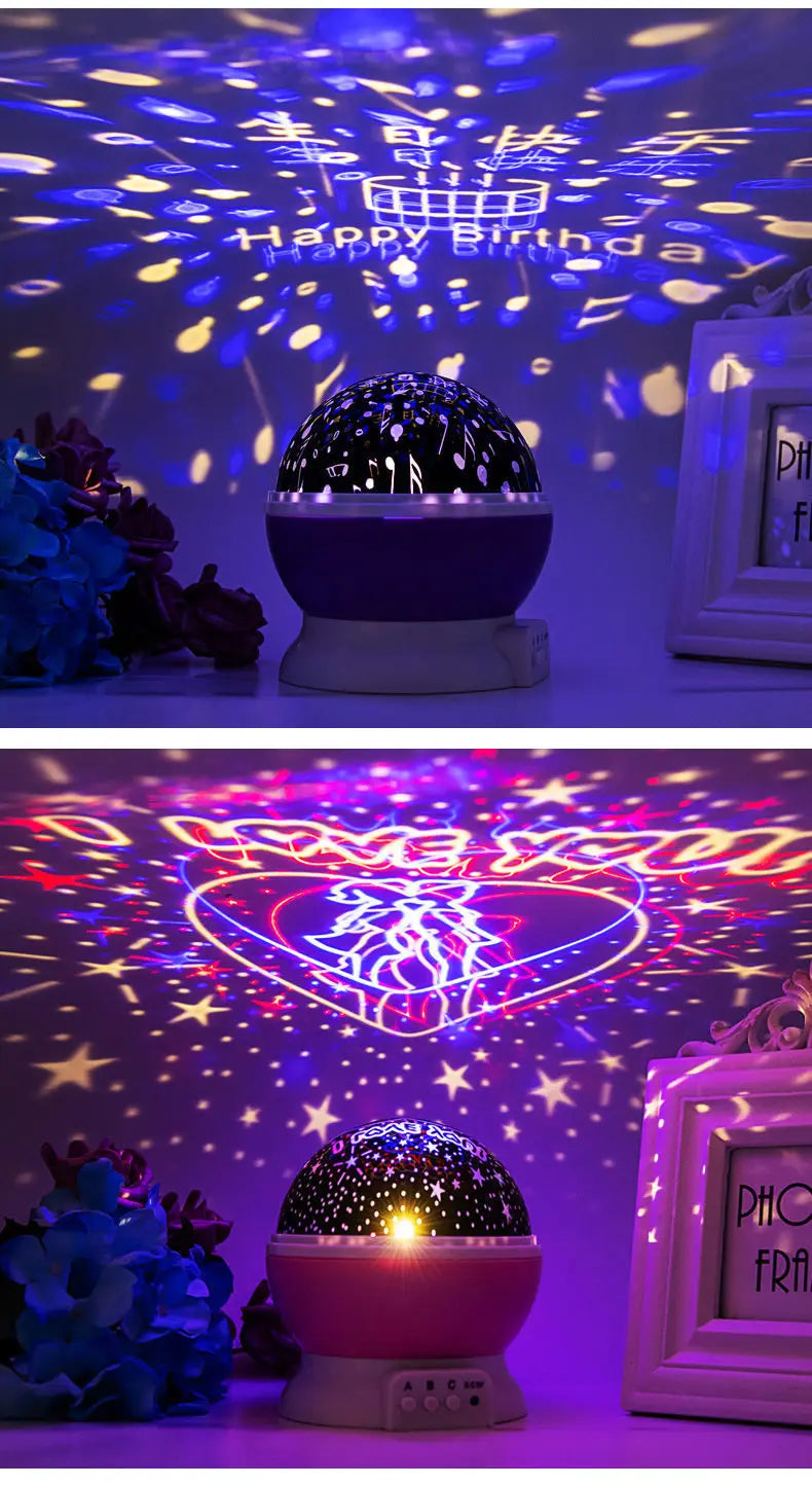 Night Lamp Projector Starry Sky Night Light Projector Baby Lamp Decor Rotating Starry Nursery Moon Galaxy Projector Table Light-Serilas