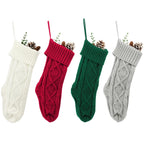 Large Christmas decorations Christmas stocking gift bag Knitted Christmas pendant Cross border woolen Christmas stocking-Serilas