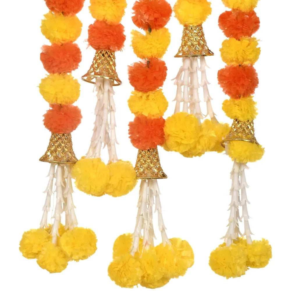 Marigold Flower Garlands 1.5m Artificial Flower Garland Indian DécorPooja Diwali Fiesta Day of The Dead Christmas Events Decor-Serilas