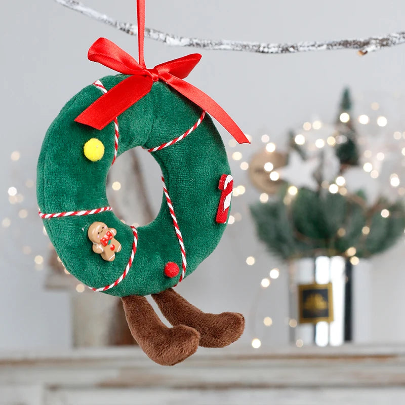 Christmas Decorations Christmas Tree Wreath Cake Wreath Shaped Plush Doll Ornament Holiday Decoration Home Decor for Christmas-Serilas